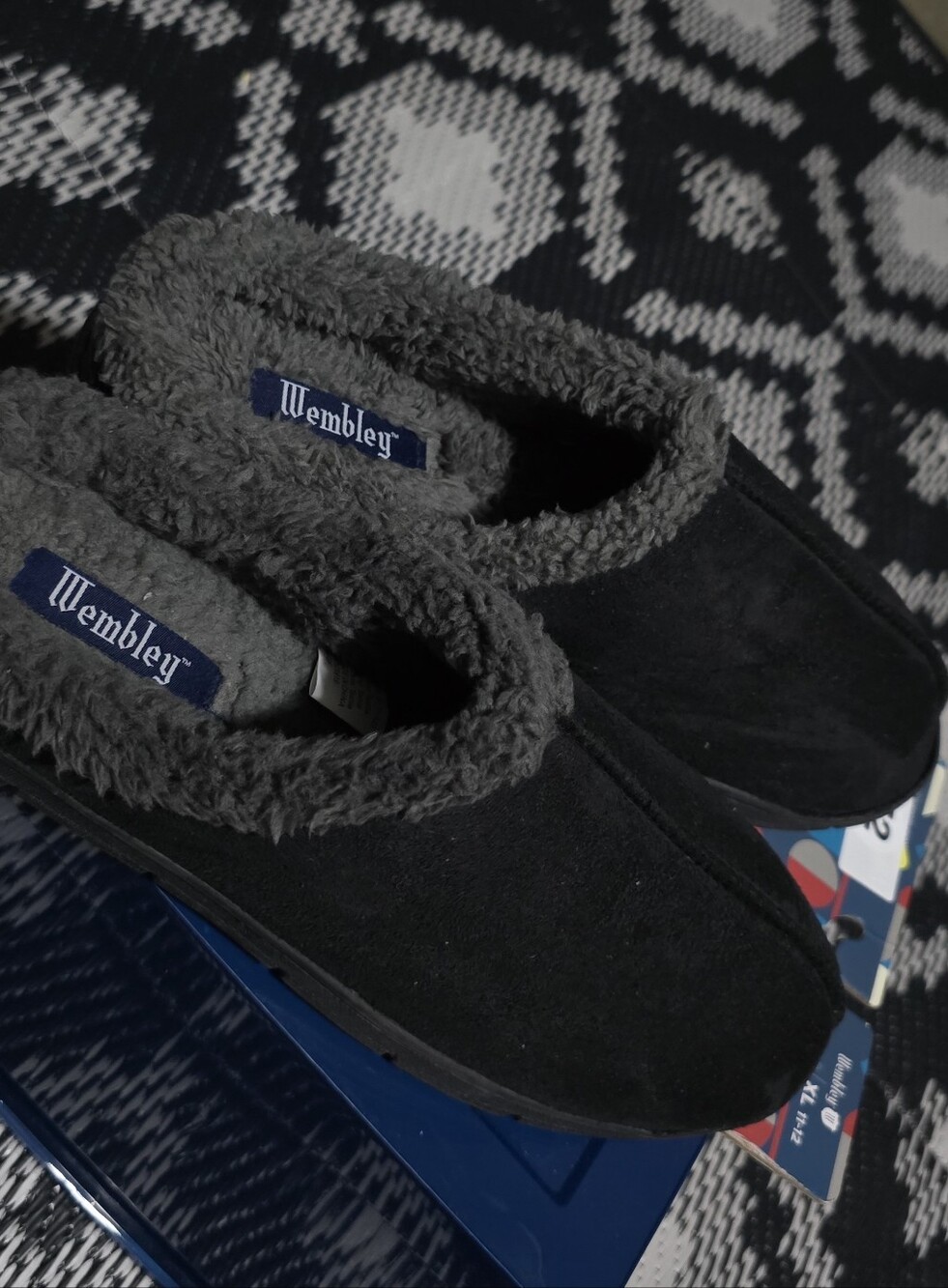 Wembley Black Suede-Look Slip-On Loafers